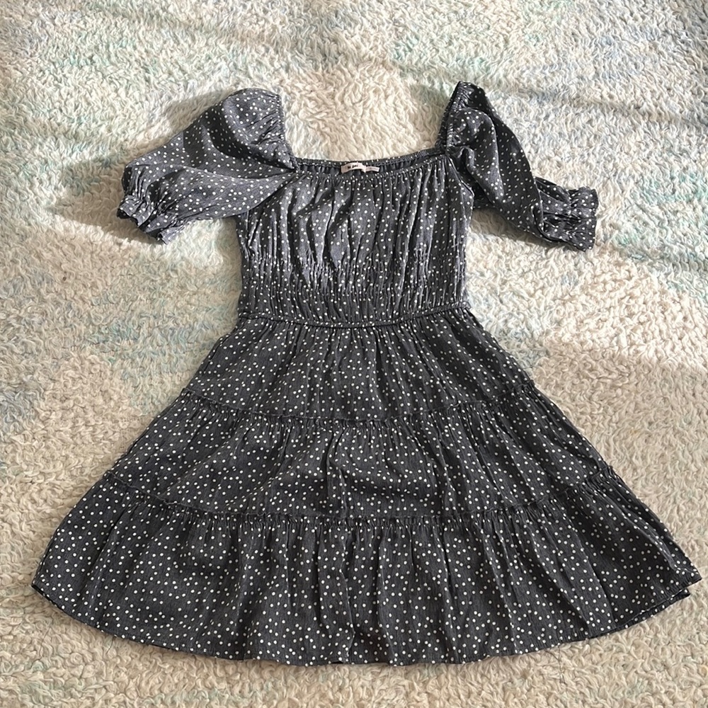 Francescas Sydnee Dotted Puff Sleeve Dress